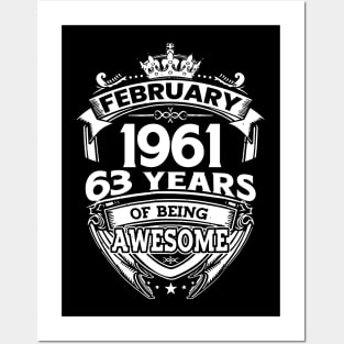 February 1961 63 Years Of Being Awesome 63rd Birthday Posters and Art